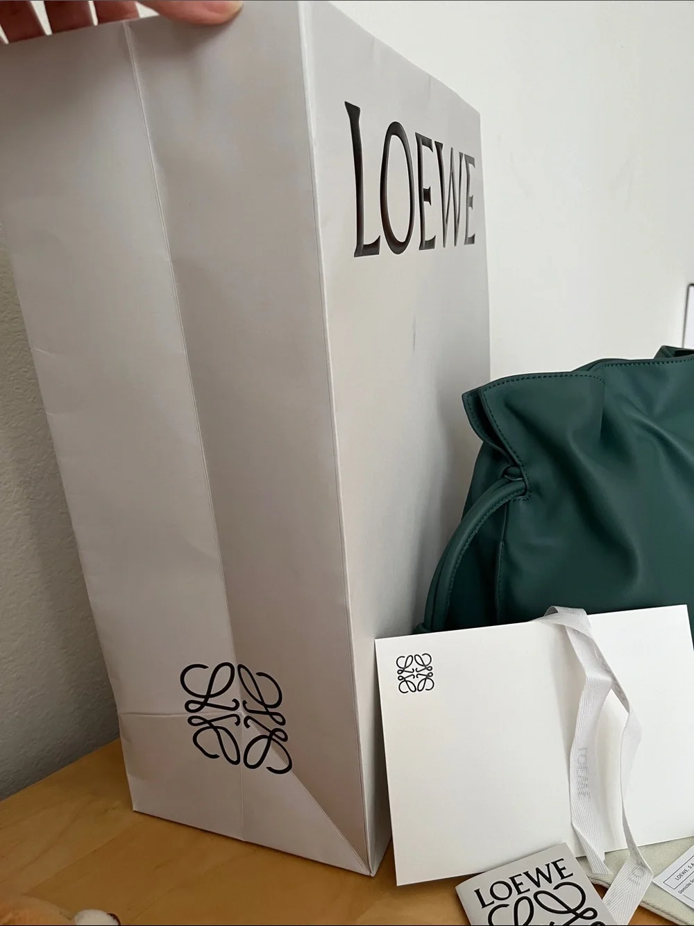 Brand New Loewe Dark Green Flamenco Knot Shoulder Bag